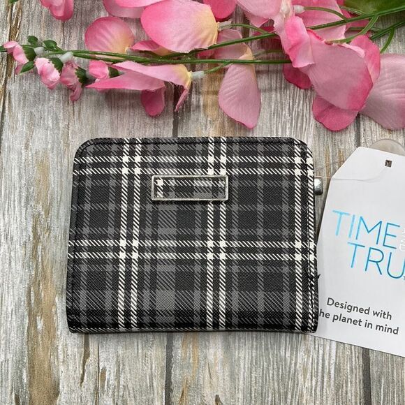 WOMEN’S SHARON SMALL TwoFold Plaid Print Wallet Bag Purse - Picture 1 of 4